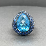 Estate 18K W Gold 17.84ctw Topaz, Sapphire, & Diamond Cocktail Ring