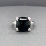 Estate 14K W Gold 6.00ct Onyx & 0.13ctw G/SI1-2 Diamond Cocktail Ring