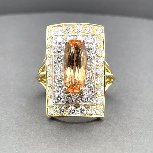 Estate 18K TT Gold 3.12ct Imperial Topaz & Diamond Cocktail Ring