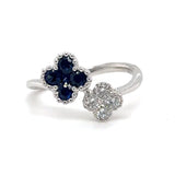 18K W Gold 1.10ctw Sapphire & 0.21ctw G/SI1 Diamond Double Clover Band