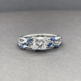 Estate 18K W Gold 1.03ct H/SI1 Diamond & 0.21cttw Sapphire Engagement Ring Set