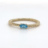 14K Y Gold 0.30ct Blue Topaz Rope Design Ring