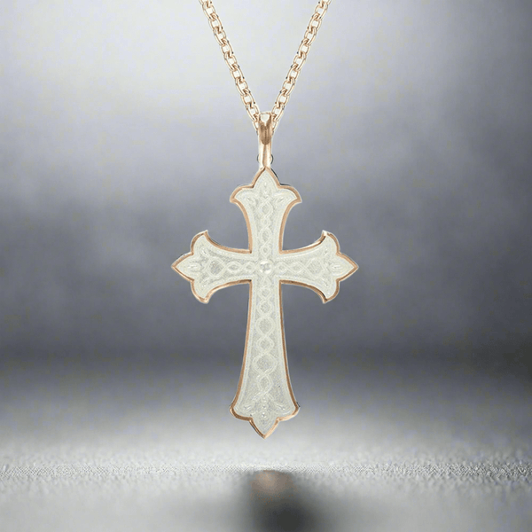 RGP Sterling Enamel White Cross - Walter Bauman Jewelers