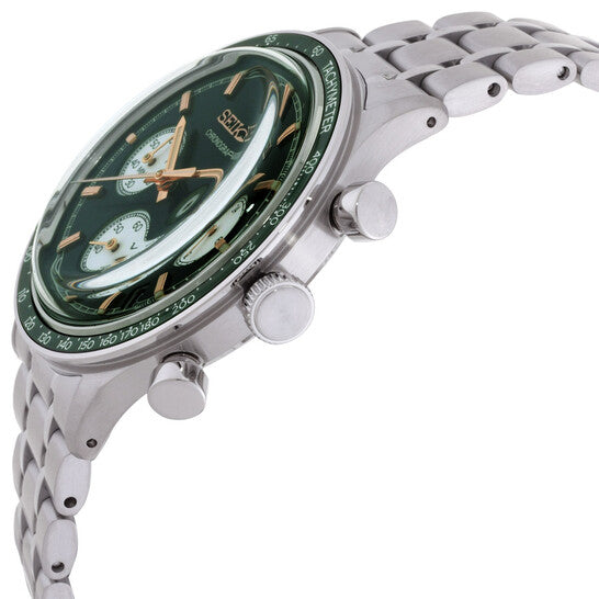 Men's Seiko Watch Sports Chronograph Green Dial 38mm SSB481
