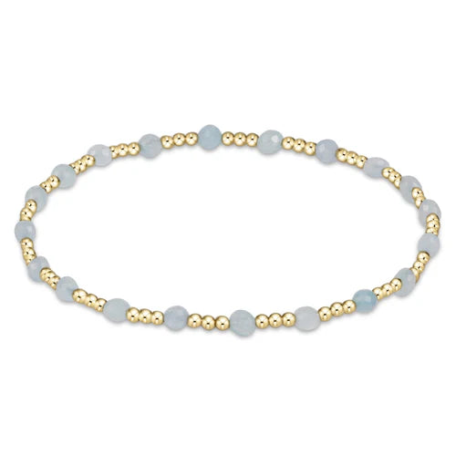14K Yellow Gold Filled 2mm Beaded 3mm Aquamarine Bracelet