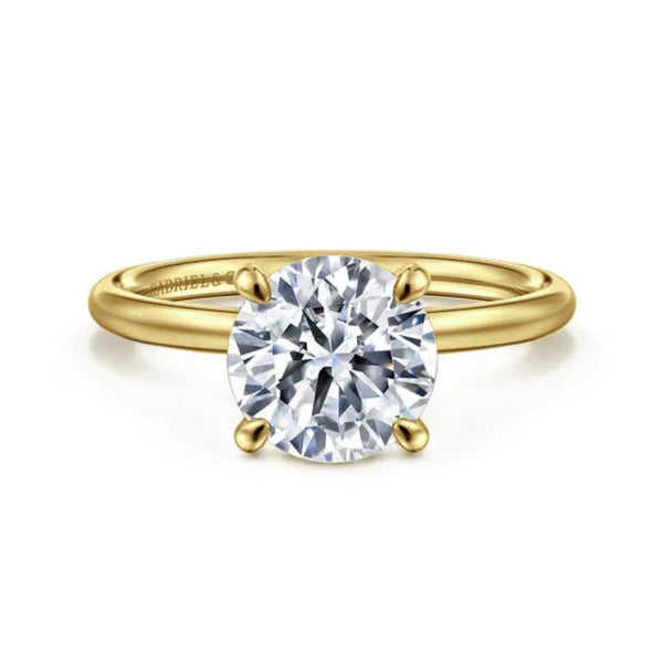 14K W Gold Solitaire Diamond Engagement Ring Mounting