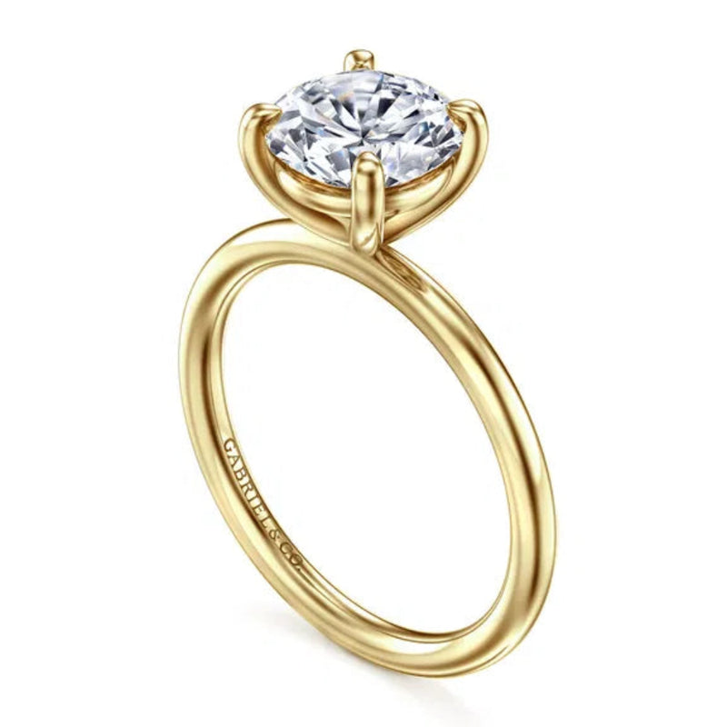 14K W Gold Solitaire Diamond Engagement Ring Mounting