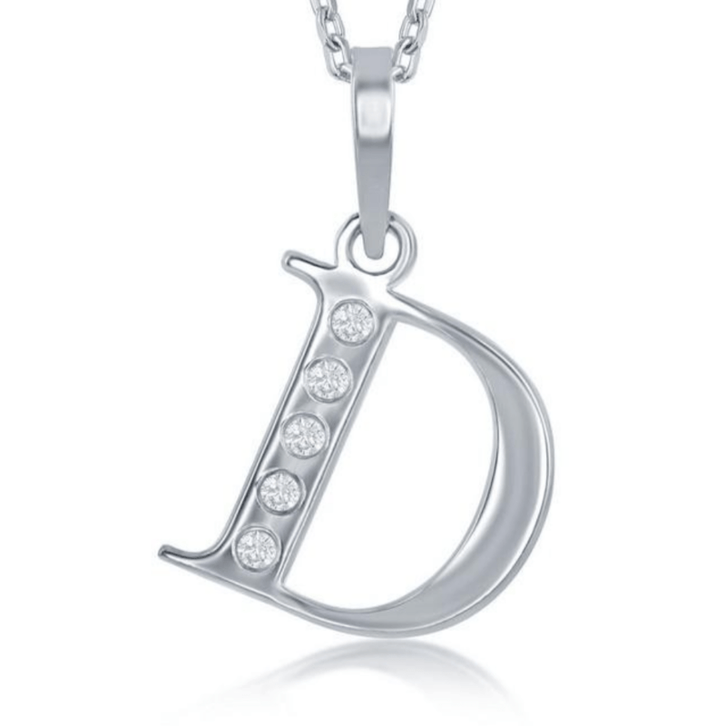 SS 0.03cttw H/I1 Diamond Initial 'D' Pendant - Walter Bauman Jewelers