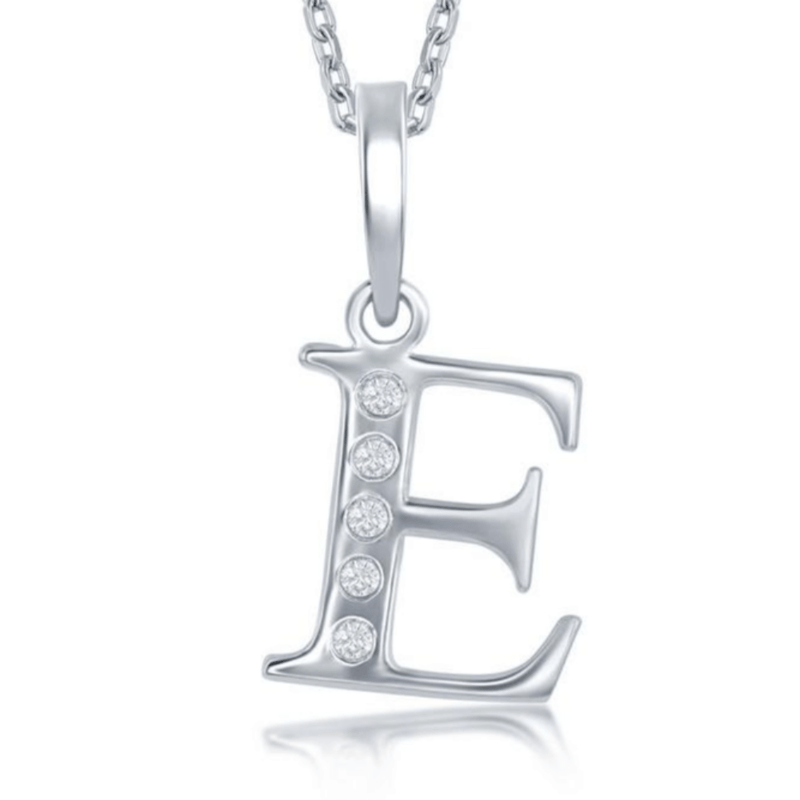 SS 0.03cttw H/I1 Diamond Initial 'E' Pendant - Walter Bauman Jewelers