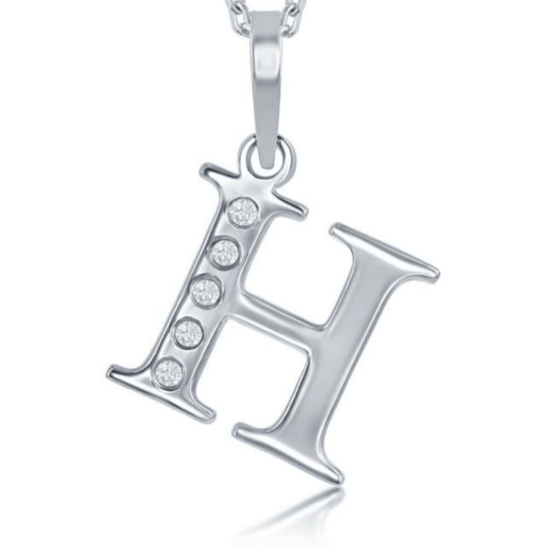 SS 0.03cttw H/I1 Diamond Initial 'H' Pendant - Walter Bauman Jewelers