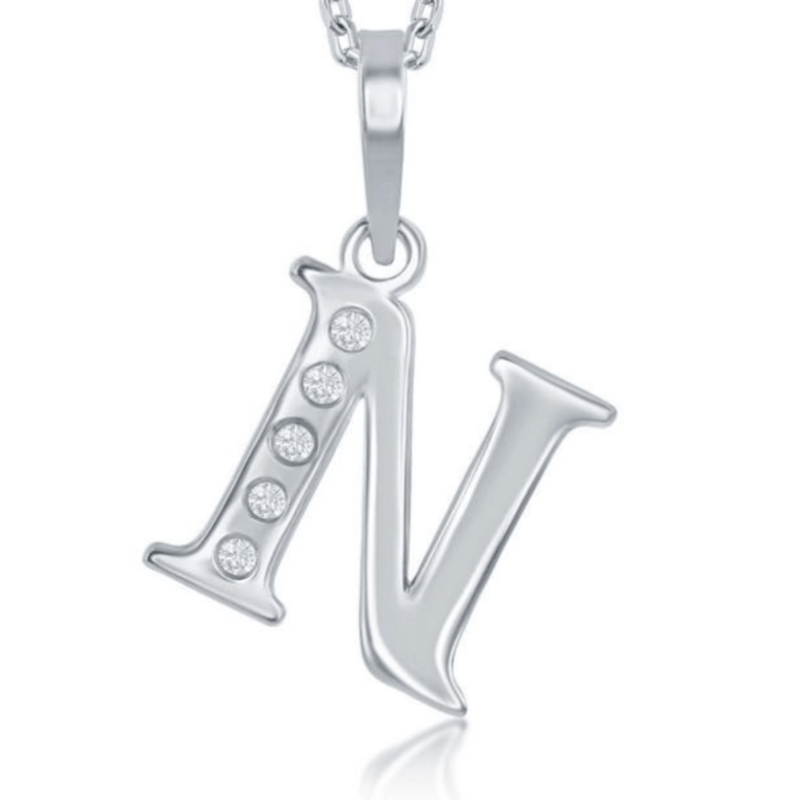 SS 0.03cttw H/I1 Diamond Initial 'N' Pendant - Walter Bauman Jewelers