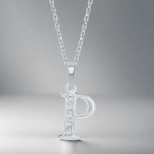 SS 0.03cttw H/I1 Diamond Initial 'P' Pendant - Walter Bauman Jewelers