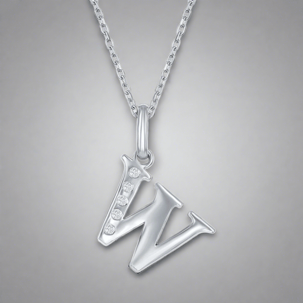 SS 0.03cttw H/I1 Diamond Initial 'W' Pendant - Walter Bauman Jewelers