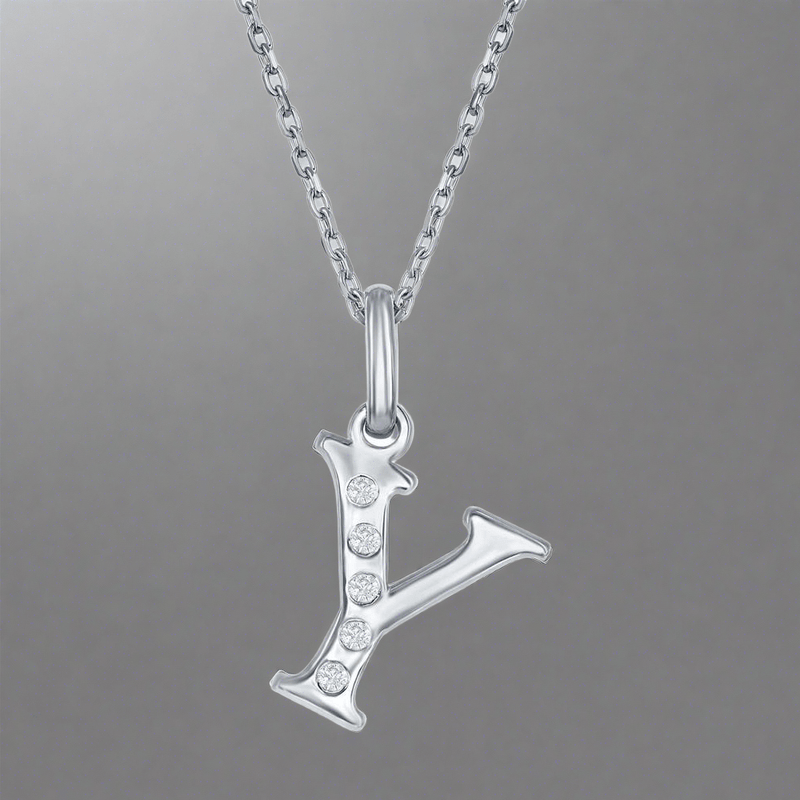 SS 0.03cttw H/I1 Diamond Initial 'Y' Pendant - Walter Bauman Jewelers