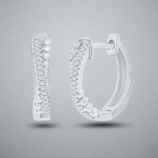 SS 0.06ctw 15mm 'X' Design I/SI2 Diamond Hoop Earring - Walter Bauman Jewelers