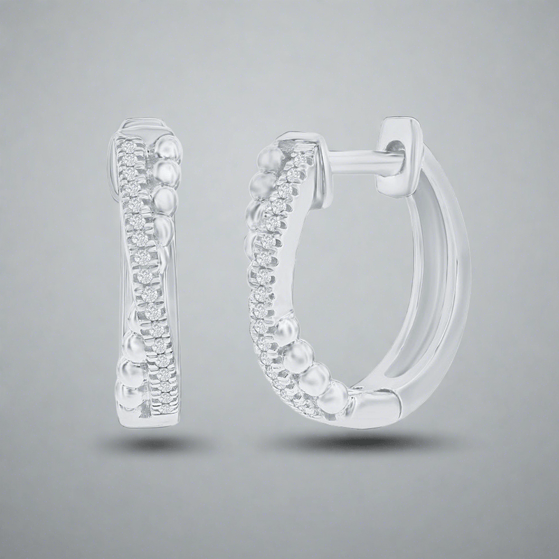 SS 0.06ctw 15mm 'X' Design I/SI2 Diamond Hoop Earring - Walter Bauman Jewelers