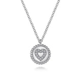 SS 0.06ctw Diamond Heart Disc Pendant - Walter Bauman Jewelers