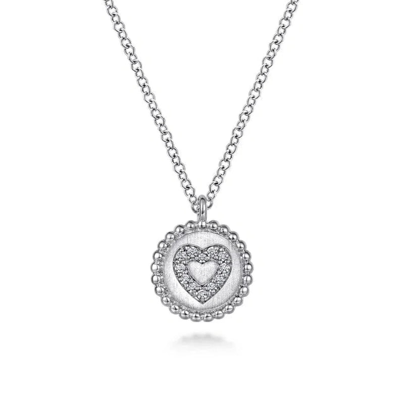 SS 0.06ctw Diamond Heart Disc Pendant - Walter Bauman Jewelers