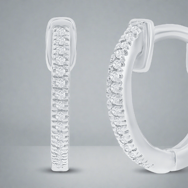 SS 0.06ctw I/SI2 13mm Huggie Diamond Earrings - Walter Bauman Jewelers