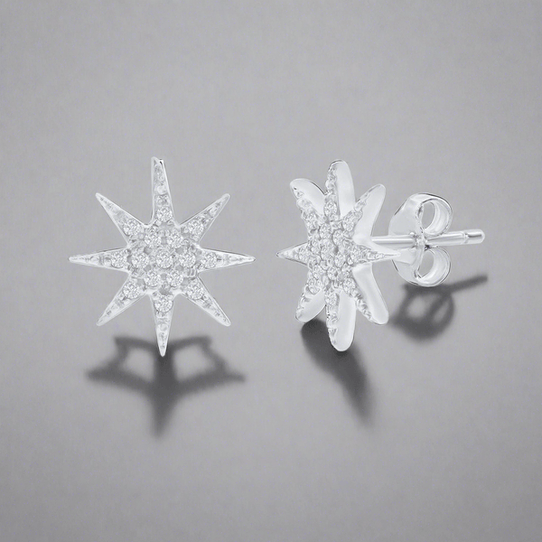 SS 0.07ctw I/SI2 Diamond Star Stud Earrings - Walter Bauman Jewelers