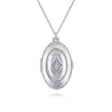 SS 0.10ctw White Sapphire Oval Locket - Walter Bauman Jewelers