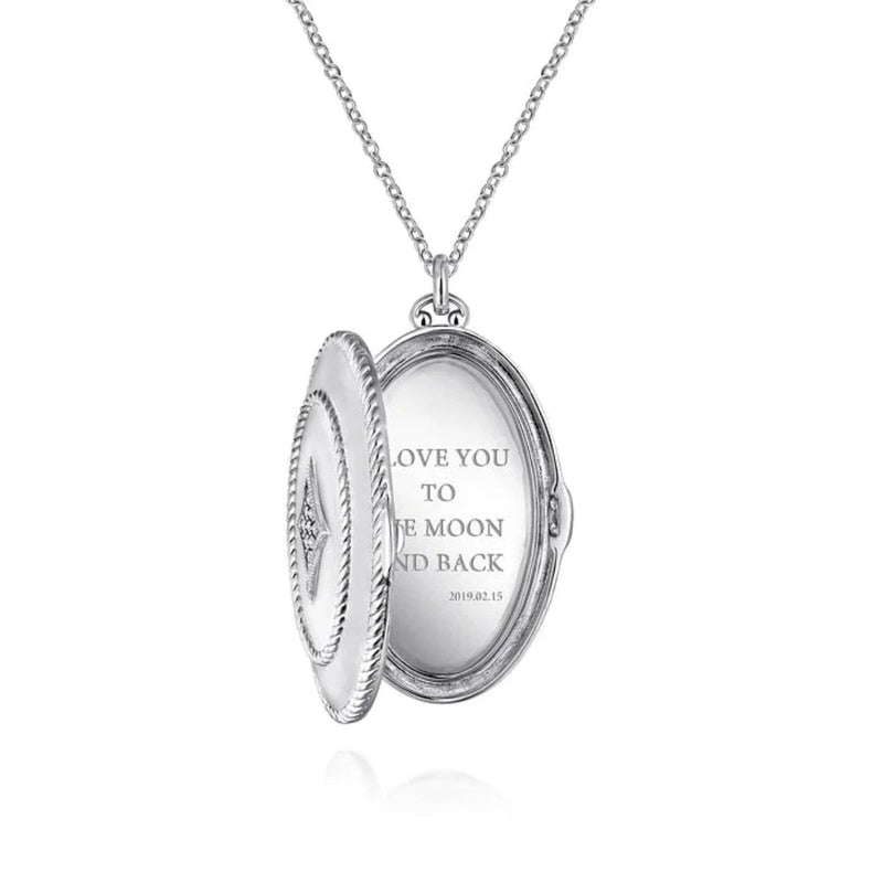 SS 0.10ctw White Sapphire Oval Locket - Walter Bauman Jewelers