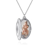 SS 0.10ctw White Sapphire Oval Locket - Walter Bauman Jewelers