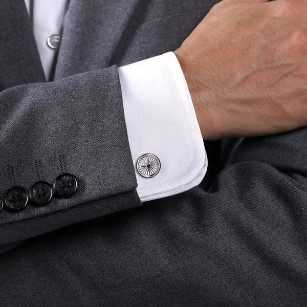 SS 0.11ctw Black Spinel Compass Cufflinks - Walter Bauman Jewelers