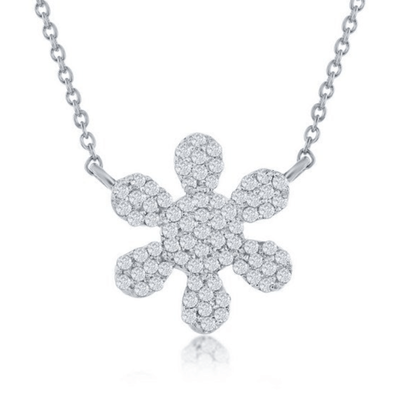 SS 0.13ctw I/SI2 Diamond Flower Necklace - Walter Bauman Jewelers
