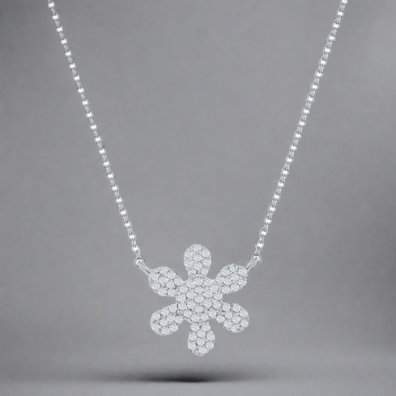 SS 0.13ctw I/SI2 Diamond Flower Necklace - Walter Bauman Jewelers