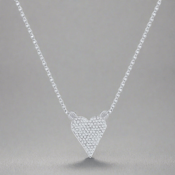 SS 0.18ctw Pave I/SI2 Diamond Heart Pendant - Walter Bauman Jewelers