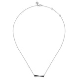 SS 0.18ctw White Sapphire and Black Enamel Criss Cross Bar Necklace - Walter Bauman Jewelers