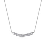 SS 0.31ctw White Sapphire Beaded Bar Necklace - Walter Bauman Jewelers