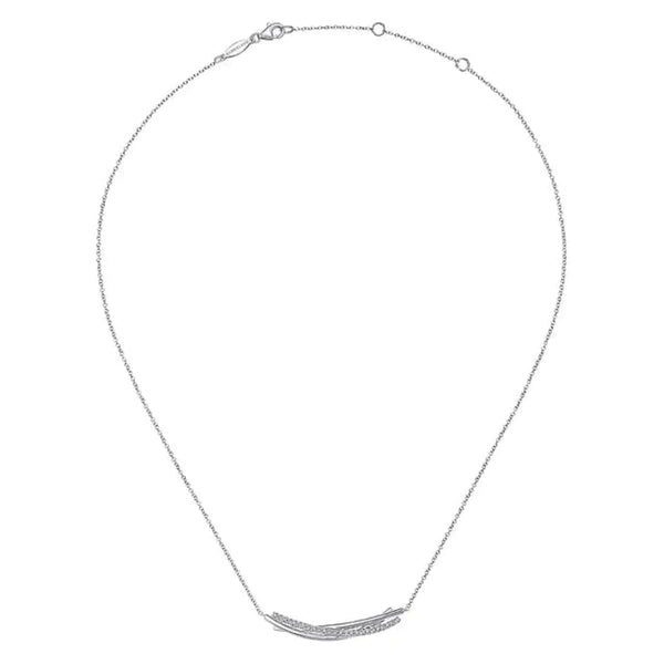 SS 0.31ctw White Sapphire Beaded Bar Necklace - Walter Bauman Jewelers