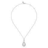 SS 0.35ctw Teardrop White Sapphire Beaded Pendant - Walter Bauman Jewelers