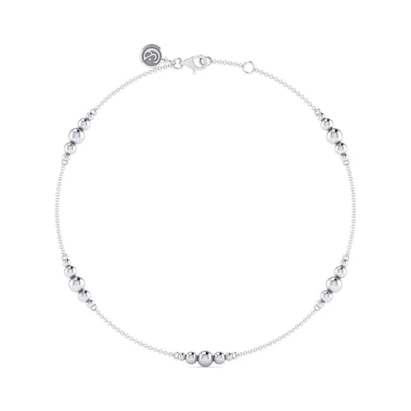 SS 10" Beaded Station Ankle Bracelet - Walter Bauman Jewelers