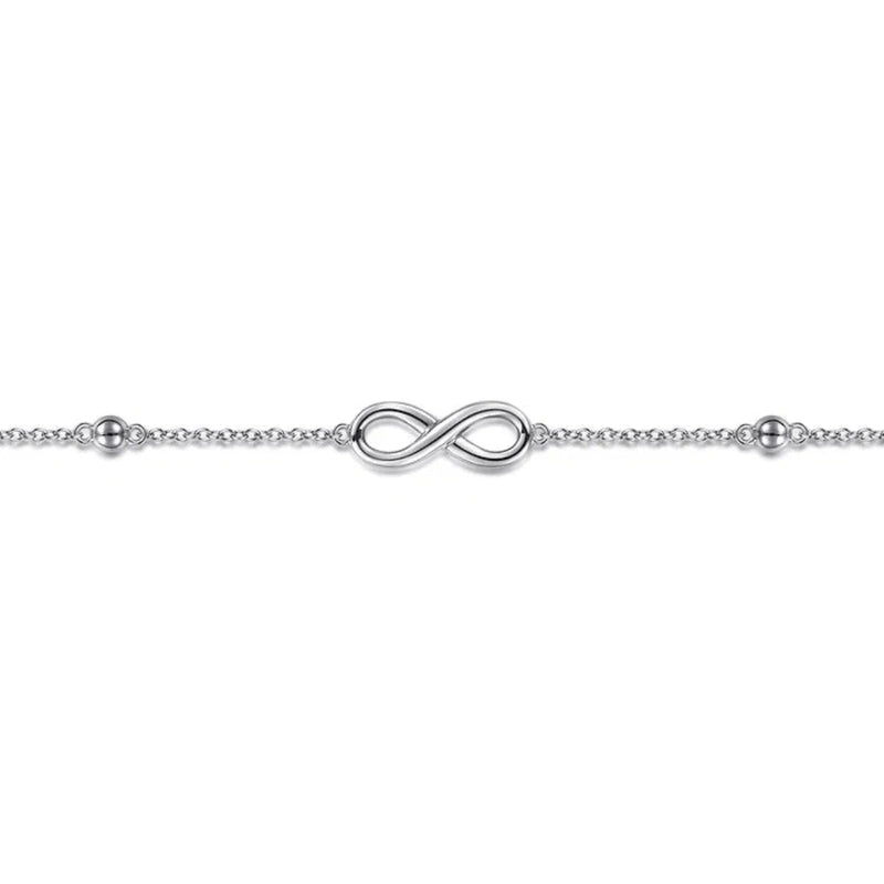 SS 10" Beaded Station Infinity Ankle Bracelet - Walter Bauman Jewelers