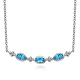 SS 17.5" Bar Necklace With Swiss Blue Topaz - Walter Bauman Jewelers