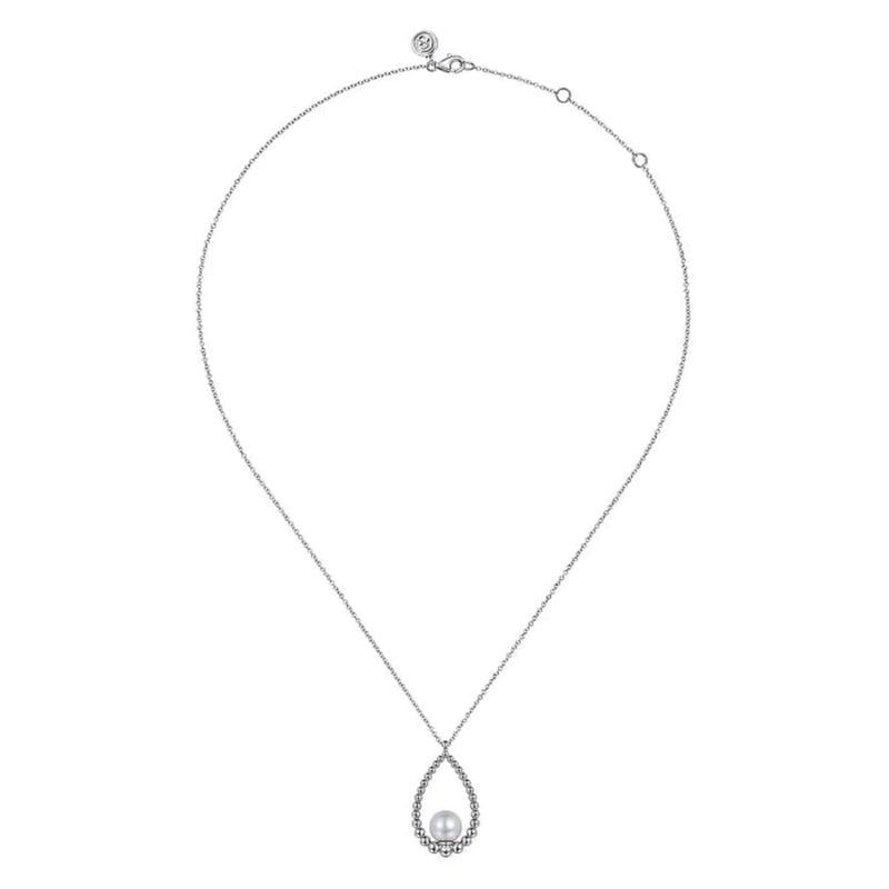 SS 17.5" Teardrop Beaded Pearl Pendant Necklace - Walter Bauman Jewelers