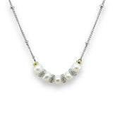 SS 19" CZ Freshwater Peal Bead Necklace - Walter Bauman Jewelers