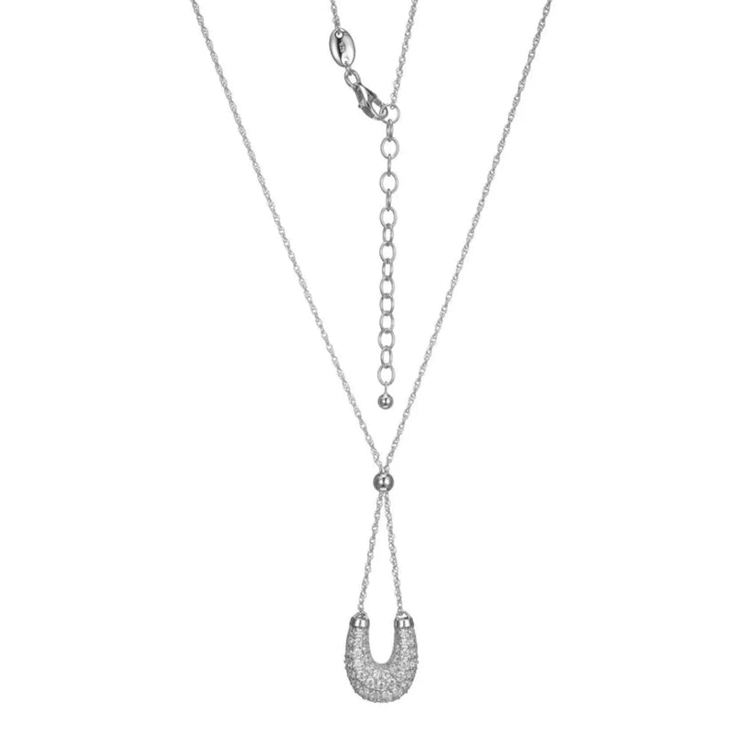 SS 19" CZ Safety Pin Design Pendant - Walter Bauman Jewelers