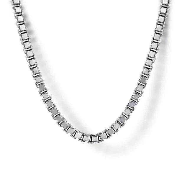 SS 22" 2.5mm Solid Men's Box Chain - Walter Bauman Jewelers