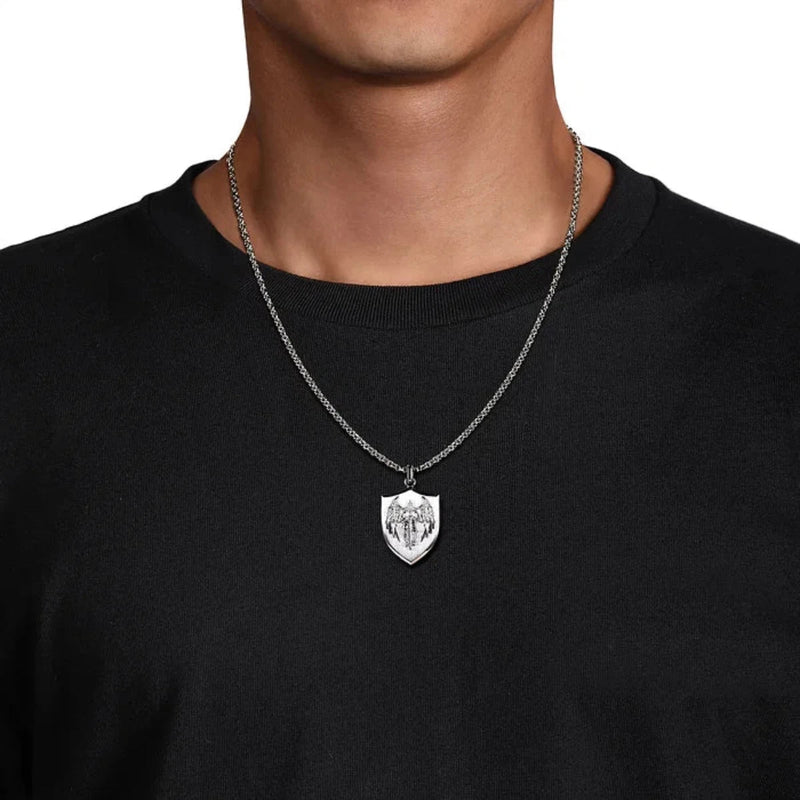 SS 22" Solid St. Michael Tag Pendant - Walter Bauman Jewelers