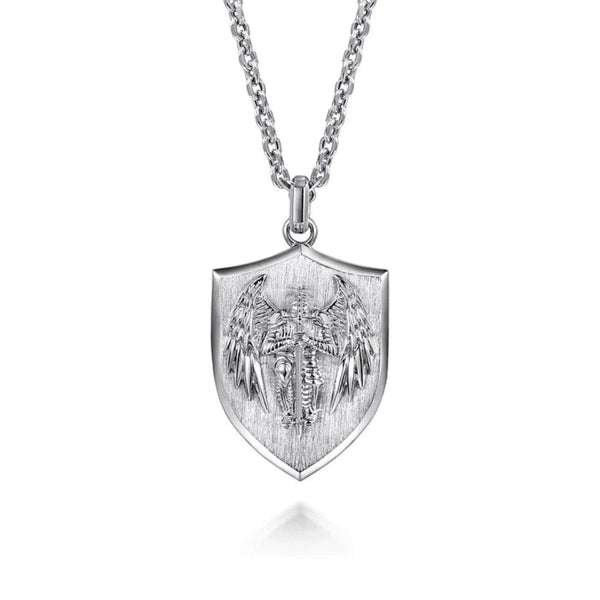 SS 22" Solid St. Michael Tag Pendant - Walter Bauman Jewelers