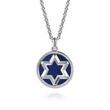 SS 22" Star Of David Round Lapis Pendant - Walter Bauman Jewelers