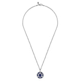 SS 22" Star Of David Round Lapis Pendant - Walter Bauman Jewelers