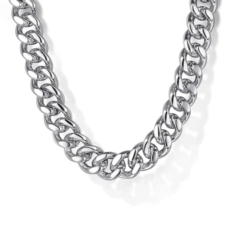 SS 22"7mm Solid Men's Diamond Cut Cuban Link Chain Necklace - Walter Bauman Jewelers