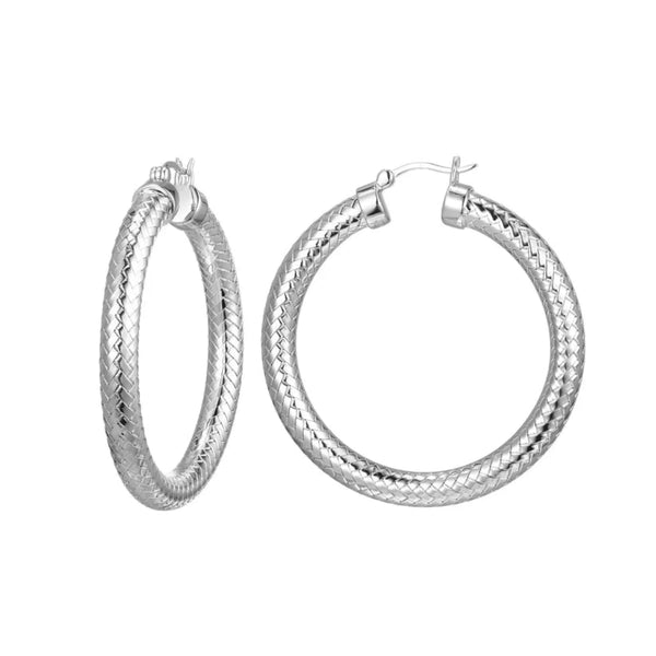 SS 45MM Mesh Hoop Earring - Walter Bauman Jewelers