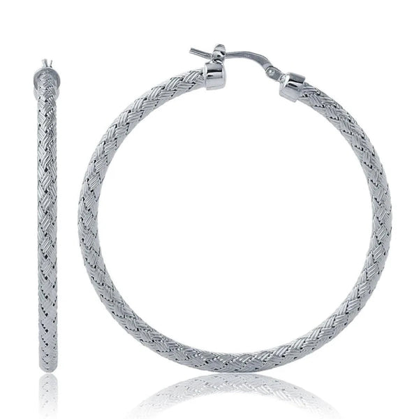 SS 45MM Round Mesh Hoop Earrings - Walter Bauman Jewelers