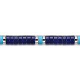 SS 8" 6mm Lapis and Turquoise Cylinder Beaded Bracelet - Walter Bauman Jewelers